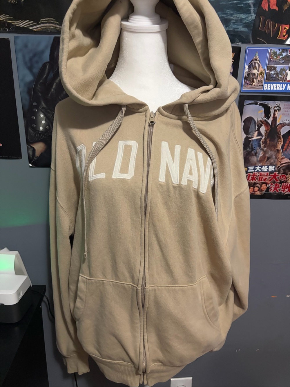 Old Navy Beige Full-Zip Teddy Hoodie Jacket